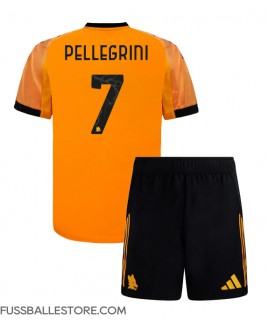 Günstige AS Roma Lorenzo Pellegrini #7 Auswärts Trikotsatzt Kinder 2025-26 Kurzarm (+ Kurze Hosen)